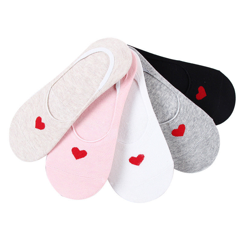 Fashion Women's Love Invisible Shallow Cotton Socks - Amazhona 