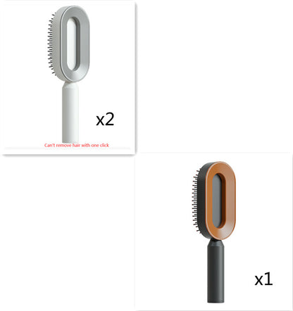 Self Cleaning Hair Brush For Women One-key Cleaning Hair Loss Airbag Massage Scalp Comb Anti-Static Hairbrush - Amazhona 