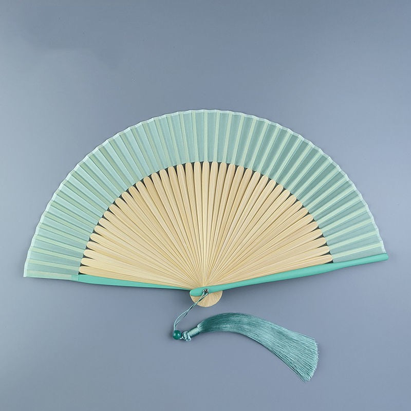 Bamboo Fan With Silk Baking Varnish - Amazhona 