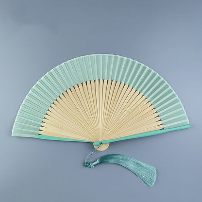 Bamboo Fan With Silk Baking Varnish - Amazhona 