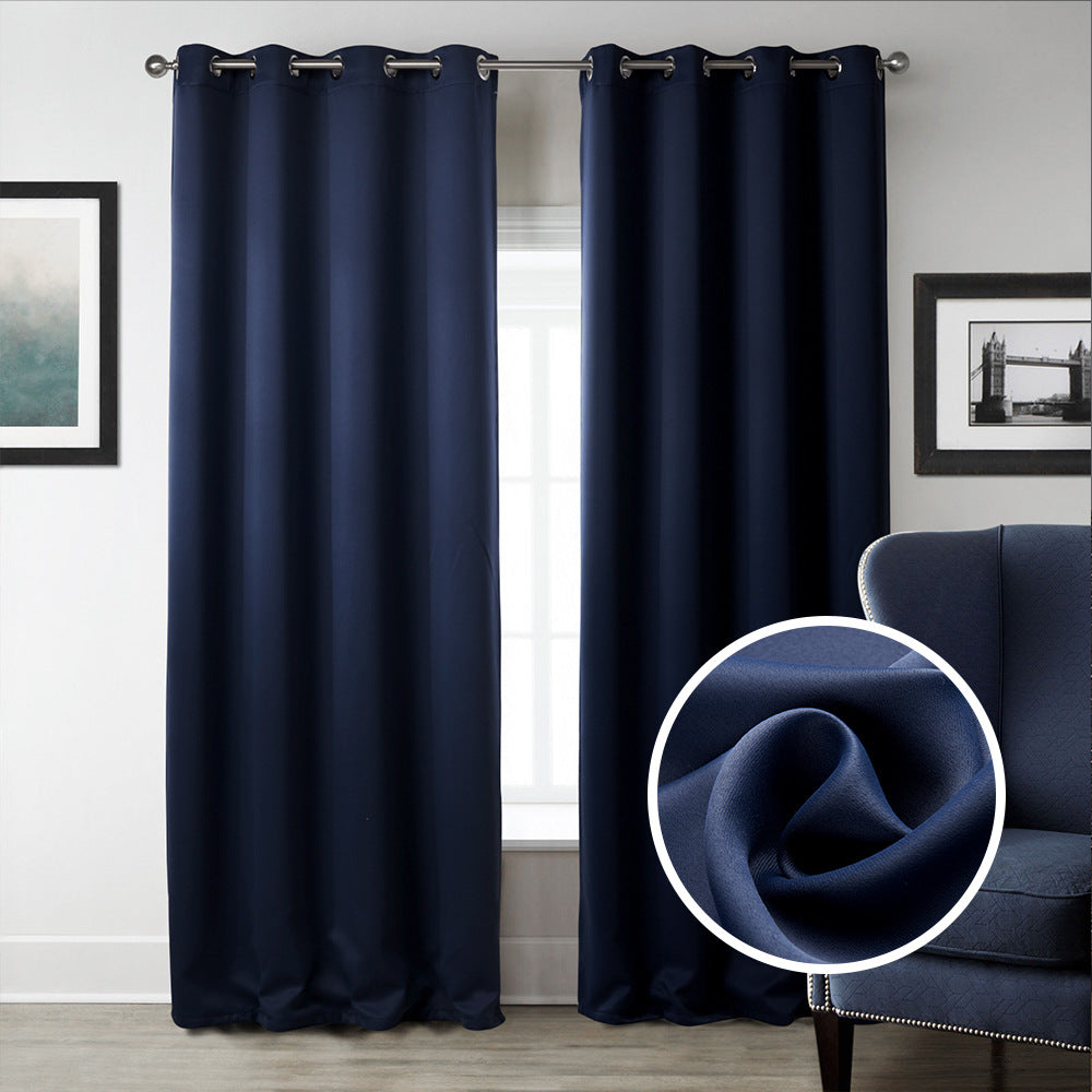 Dark Blue Bedroom Blackout Fabric Printed Curtains - Amazhona 