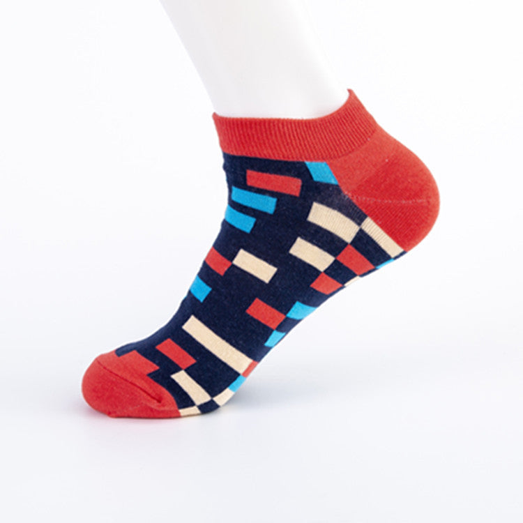 Men's Socks Trend New Geometric Series Boat Socks - Amazhona 