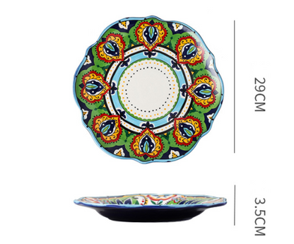 Underglaze Ceramic Tableware Bohemian Household Dishes - Amazhona 