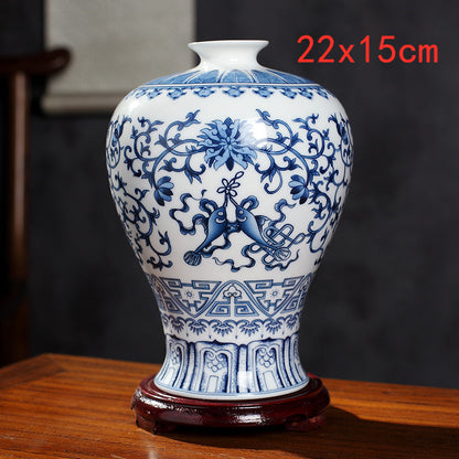 Blue And White Porcelain New Chinese Style Vase Ornament - Amazhona 