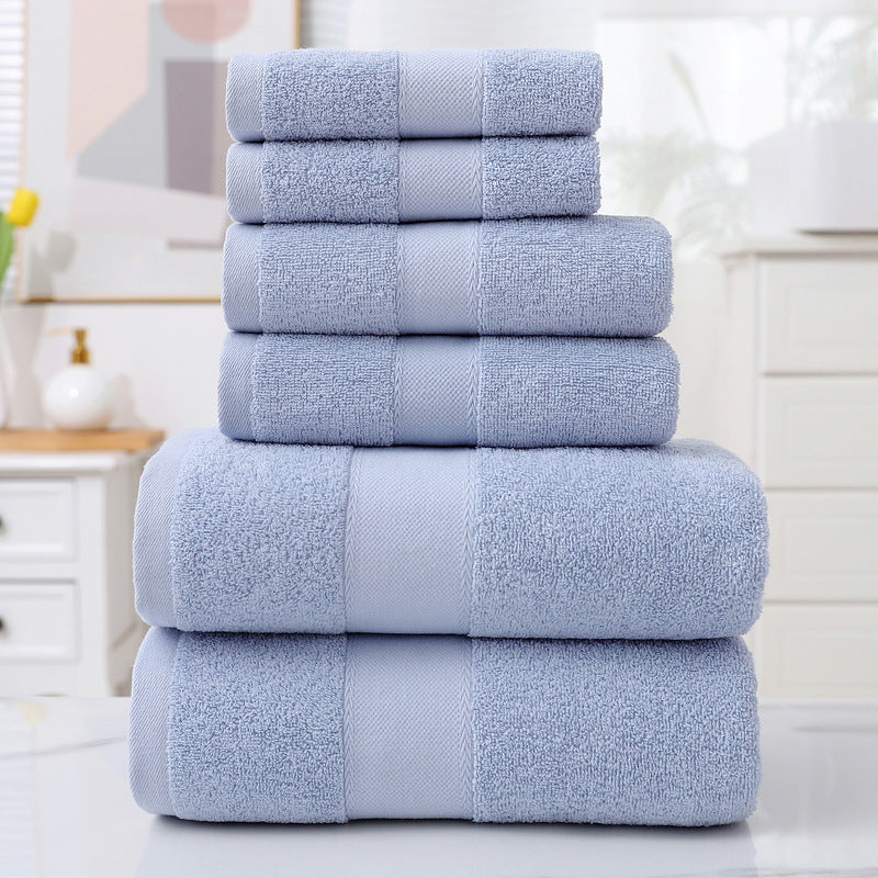 Home Simple Cotton Absorbent Towel Bath Towel 6-Piece Set - Amazhona 