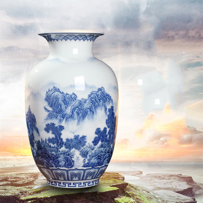 Blue And White Porcelain New Chinese Style Vase Ornament - Amazhona 