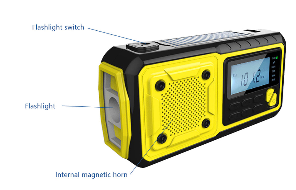 Outdoor Waterproof Hand Power Generation Emergency Solar Radio - Amazhona 