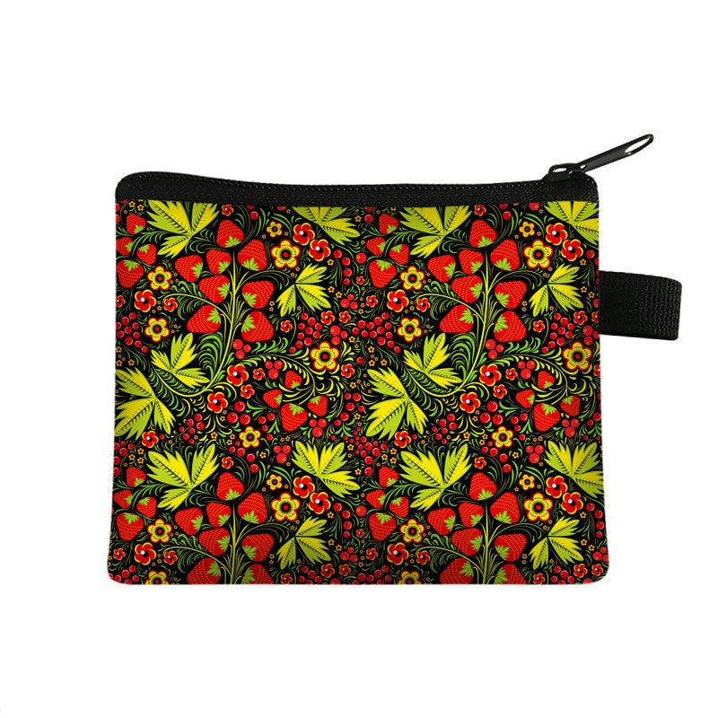 Children's Simple Coin Purse Green Leaf Pattern Portable Card Case Coin Key Storage Bag - Amazhona 