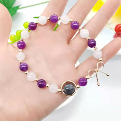 Crystal White Moonlight Amethyst Bracelet Girl - Amazhona 