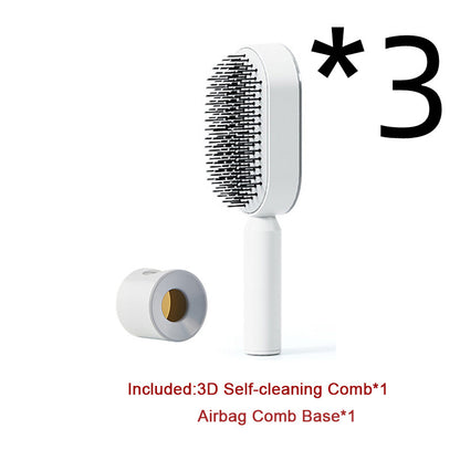 Self Cleaning Hair Brush For Women One-key Cleaning Hair Loss Airbag Massage Scalp Comb Anti-Static Hairbrush - Amazhona 