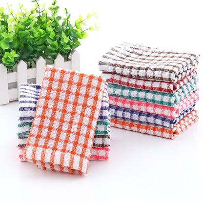 Kitchen Absorbent Cotton Jacquard Plaid Towel