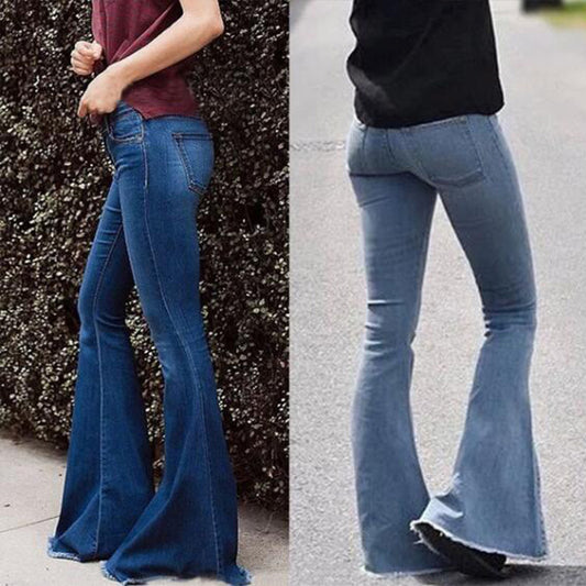 Women's Fashion Slim Fit Tassel Flared Jeans