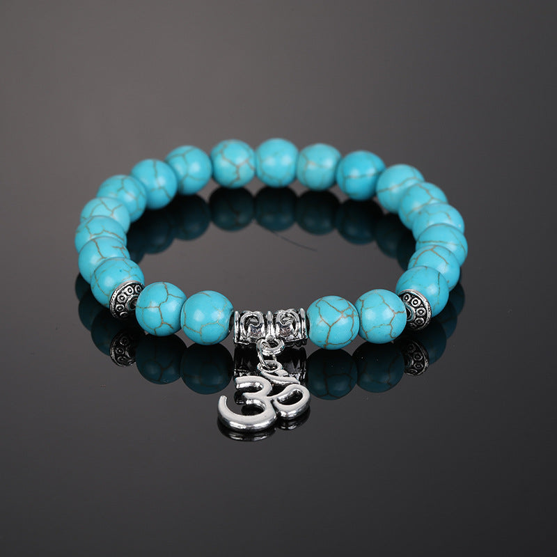 Men's Fashion White Turquoise Alloy Bracelet - Amazhona 