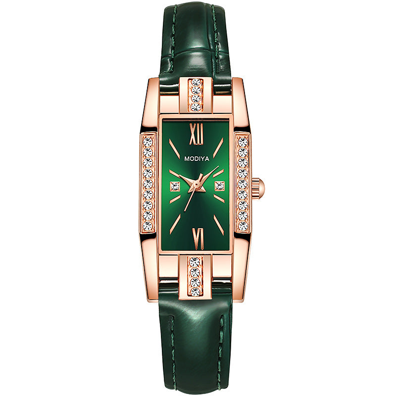 Temperament Pu Belt Diamond British Ladies Watch - Amazhona 