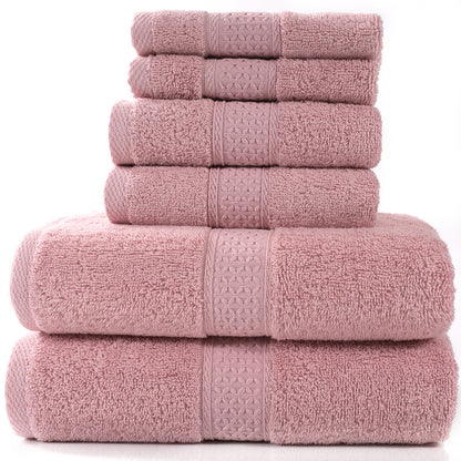 Home Simple Cotton Absorbent Towel Bath Towel 6-Piece Set - Amazhona 