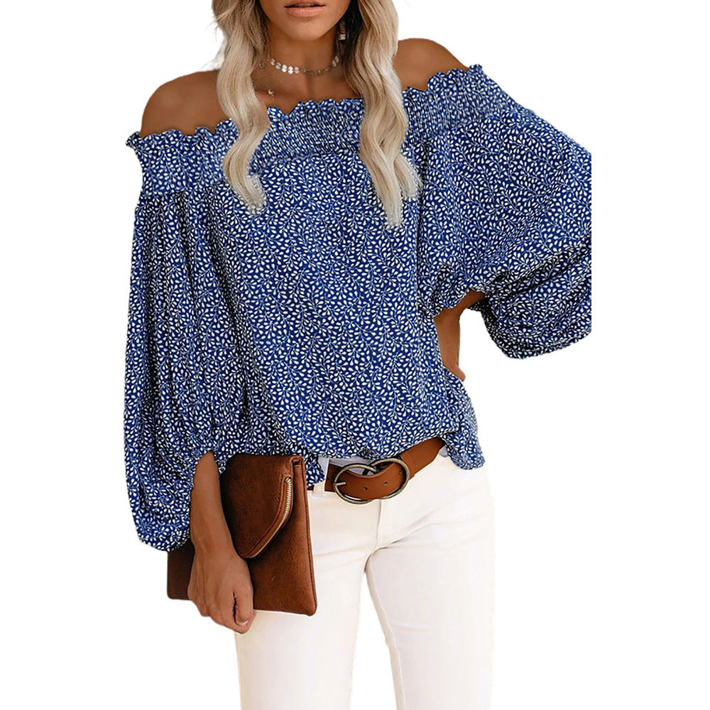 Sexy One-neck Off-the-shoulder Long-sleeved Chiffon Shirt - Amazhona 