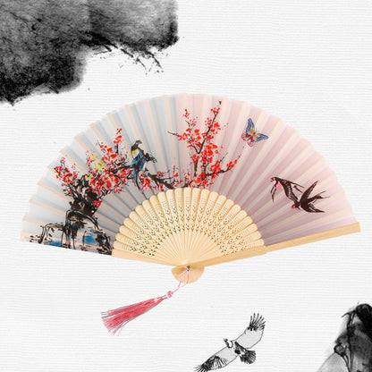 Folding Fan Bamboo Ancient Style Han Chinese Clothing Chinese Style Small Fan - Amazhona 