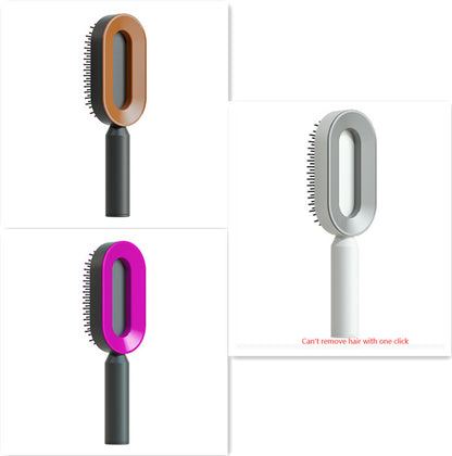 Self Cleaning Hair Brush For Women One-key Cleaning Hair Loss Airbag Massage Scalp Comb Anti-Static Hairbrush - Amazhona 