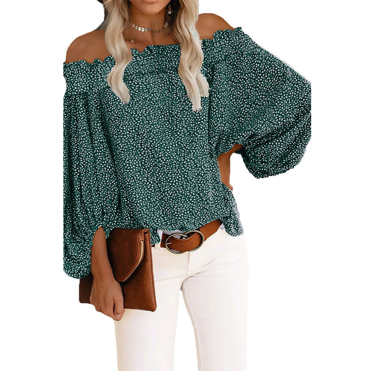 Sexy One-neck Off-the-shoulder Long-sleeved Chiffon Shirt - Amazhona 