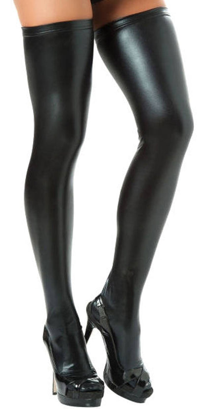 Patent Leather Socks Thigh Socks Faux Leather Pants - Amazhona 