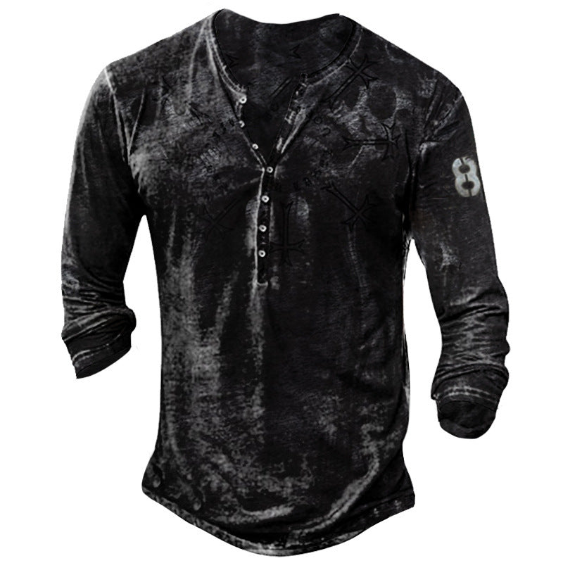 Printed Men's Street Long-sleeved Sports T-shirt - Amazhona 