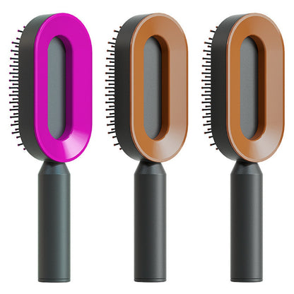 Self Cleaning Hair Brush For Women One-key Cleaning Hair Loss Airbag Massage Scalp Comb Anti-Static Hairbrush - Amazhona 