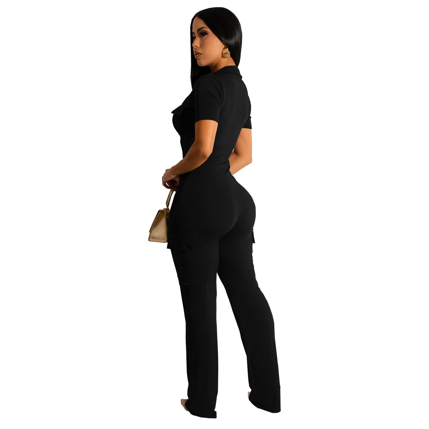 Women's Casual Short Sleeved Jumpsuit - Amazhona 