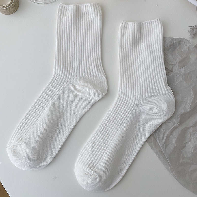 White Lolita Lace Socks Women's Mid Tube Cotton - Amazhona 