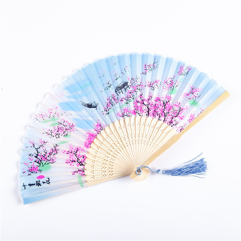 Vintage Cloth Chinese Style Dancing Folding Fan - Amazhona 