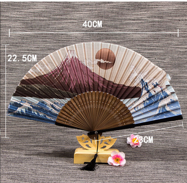 Ladies Chinese Style Matte Silk Folding Fan - Amazhona 