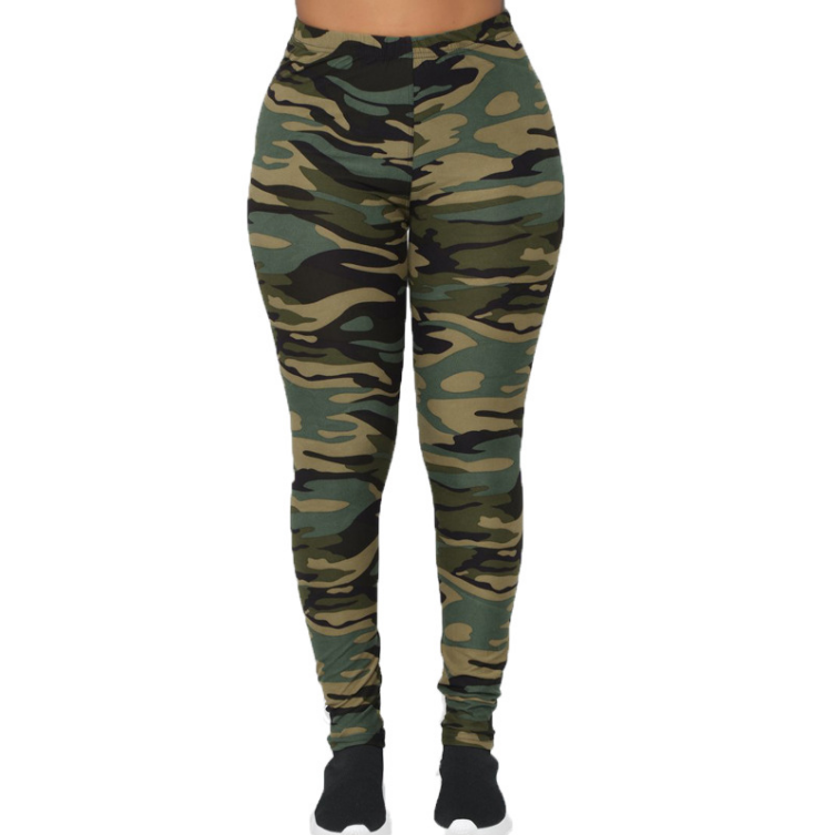 Camouflage Printed Grey Casual Legging Pants - Amazhona 