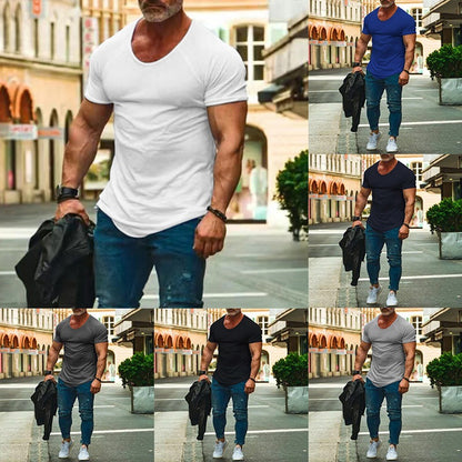 New Muscle Fitness Short Sleeve T-Shirt Men's Casual Sports - Amazhona 