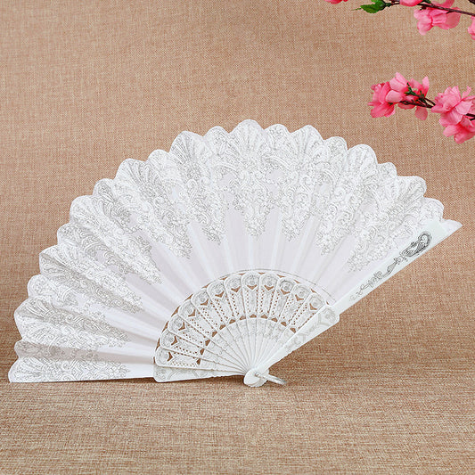 Fashion Vintage Lace Rose Folding Fan - Amazhona 