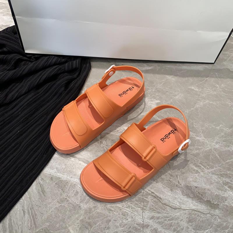 Korean Style Solid Color Casual PVC Outer Wear Sandals - Amazhona 