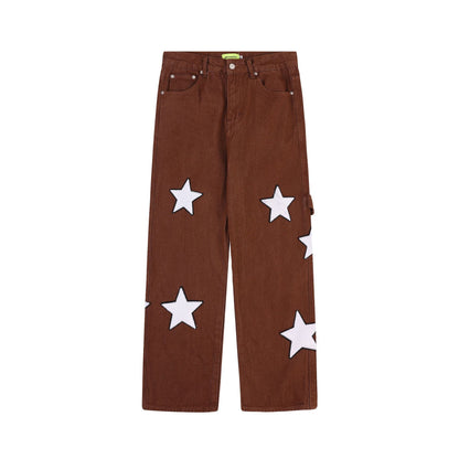 XINGX Towel Embroidery Straight-leg Denim Trousers