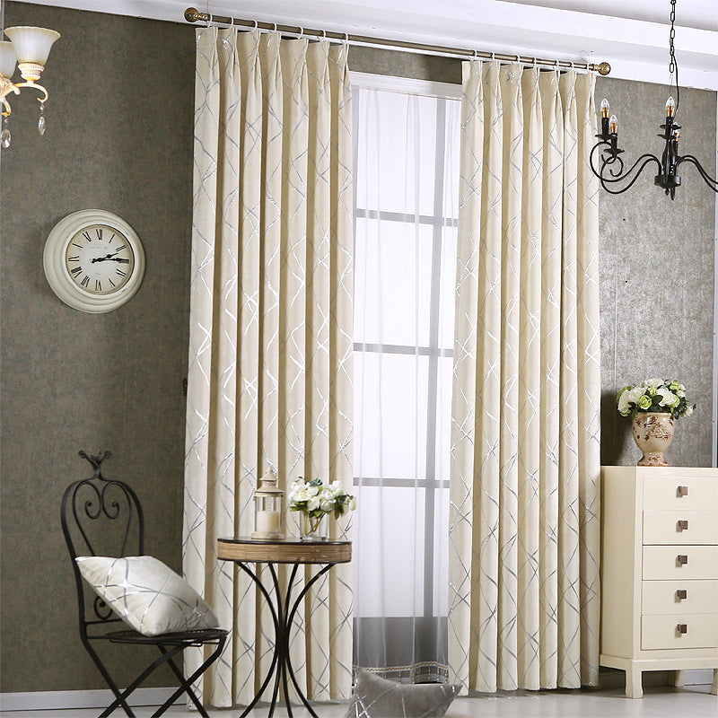 Solid Color Simple Modern Light Luxury Living Room Chenille Blackout Curtains - Amazhona 