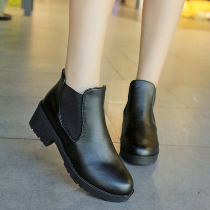 Women's Low-cut Chunky Heel Ankle Boots - Amazhona 