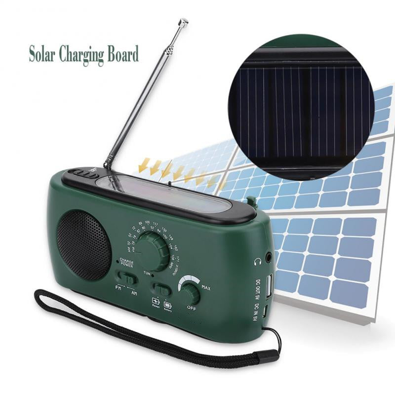 AM FM Solar LED Flashlight Hand Crank Rechargeable Radio - Amazhona 