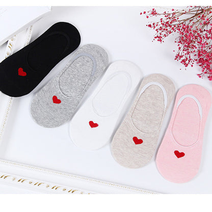 Fashion Women's Love Invisible Shallow Cotton Socks - Amazhona 