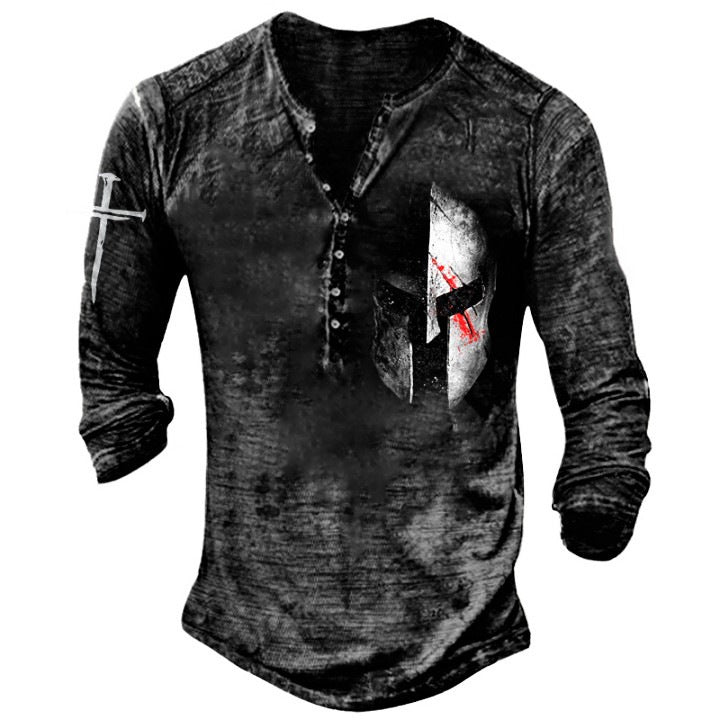 Printed Men's Street Long-sleeved Sports T-shirt - Amazhona 