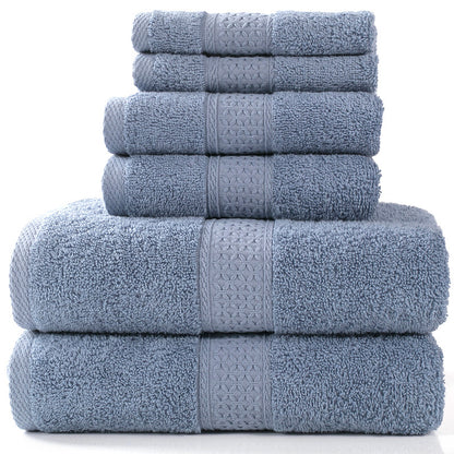 Home Simple Cotton Absorbent Towel Bath Towel 6-Piece Set - Amazhona 