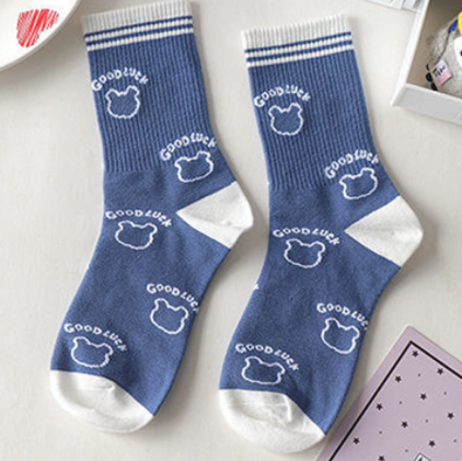 Cute Bear Korean Style Medium Tube Socks - Amazhona 