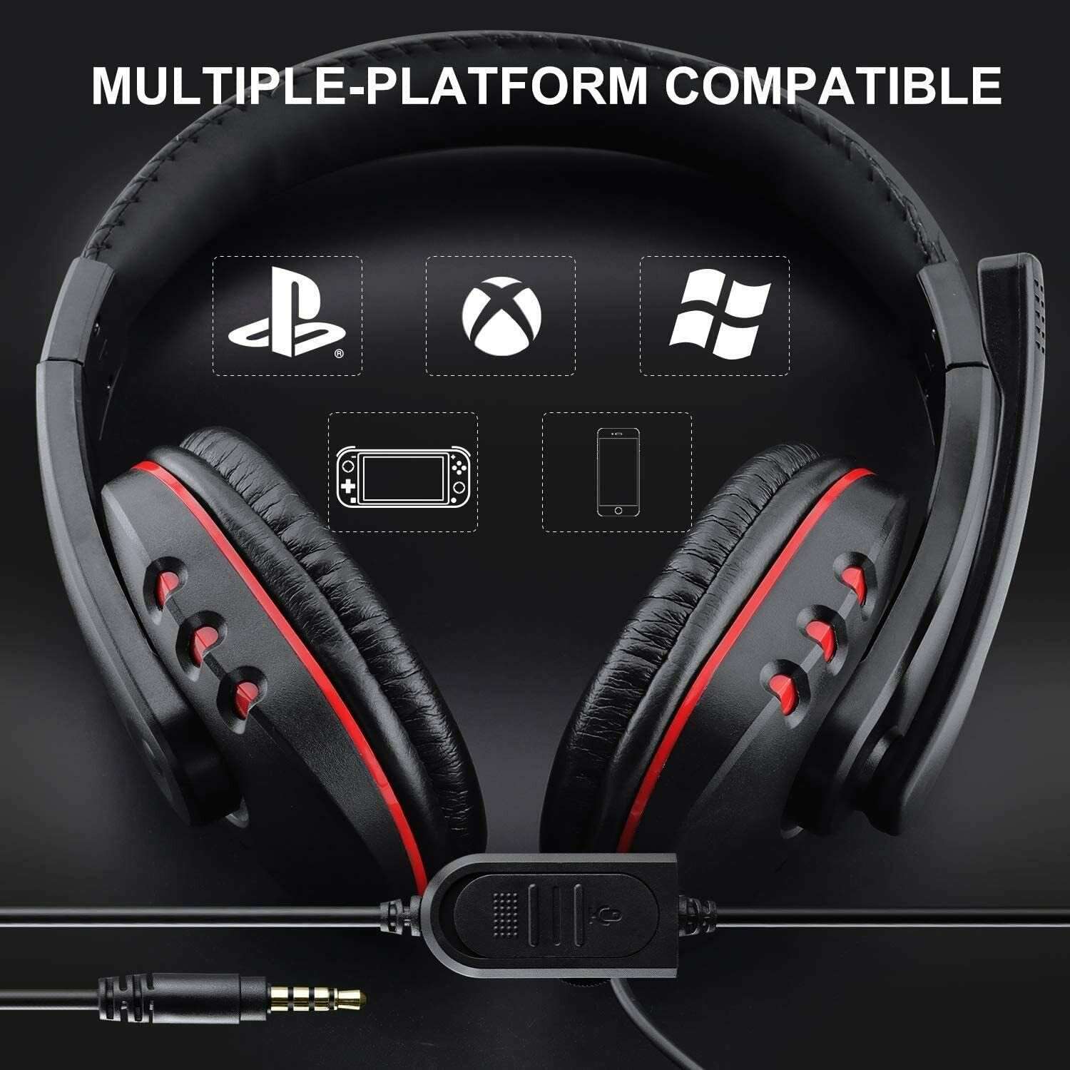 Pro Gamer Headset For PS4 PlayStation 4 Xbox One & PC Computer Red Headphones - Amazhona 