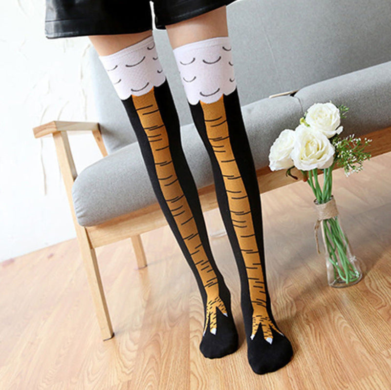 Funny Chicken Feet Socks Thin Over The Knee Long Socks - Amazhona 