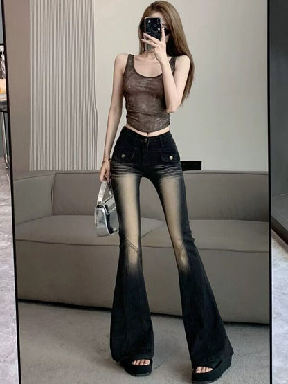 Women's Fashionable Retro Gradient Color Skinny Jeans