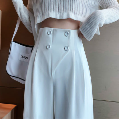 Women's Trousers High Waist Solid Color Loose Straight Wide Leg Pants