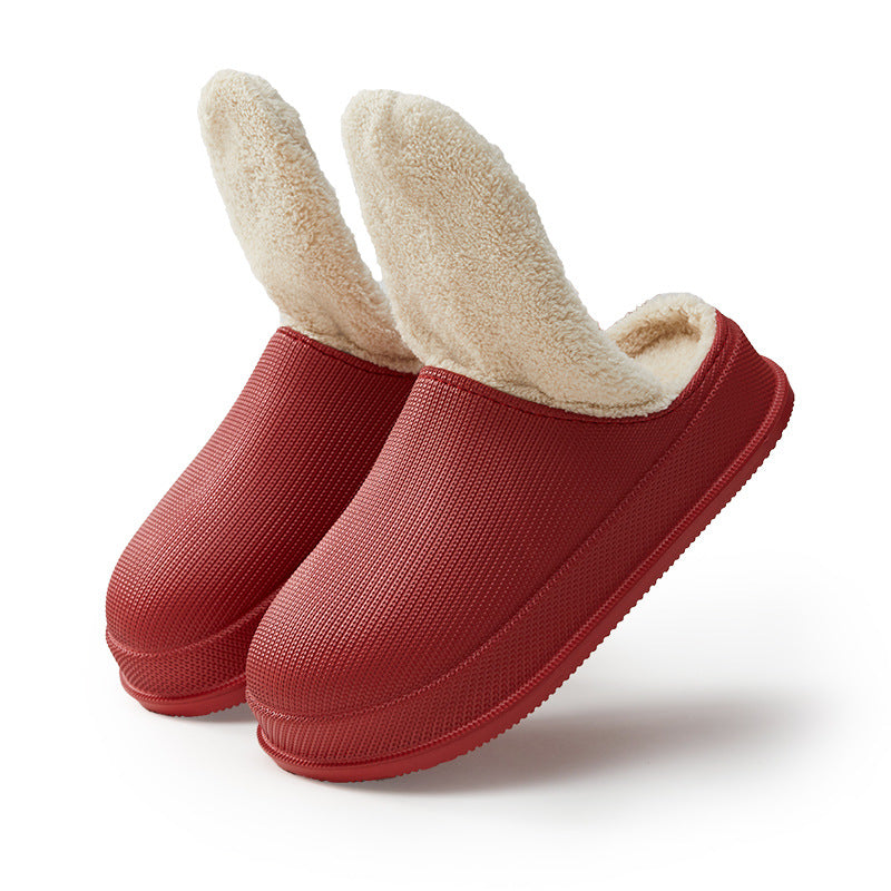 Men's And Women's Waterproof Warm Thick Bottom Non-slip Cotton Slippers - Amazhona 