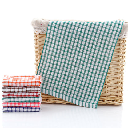 Kitchen Absorbent Cotton Jacquard Plaid Towel