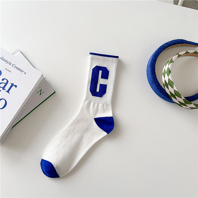 Fashion Letters Socks Women's Mid-calf Length Sock - Amazhona 