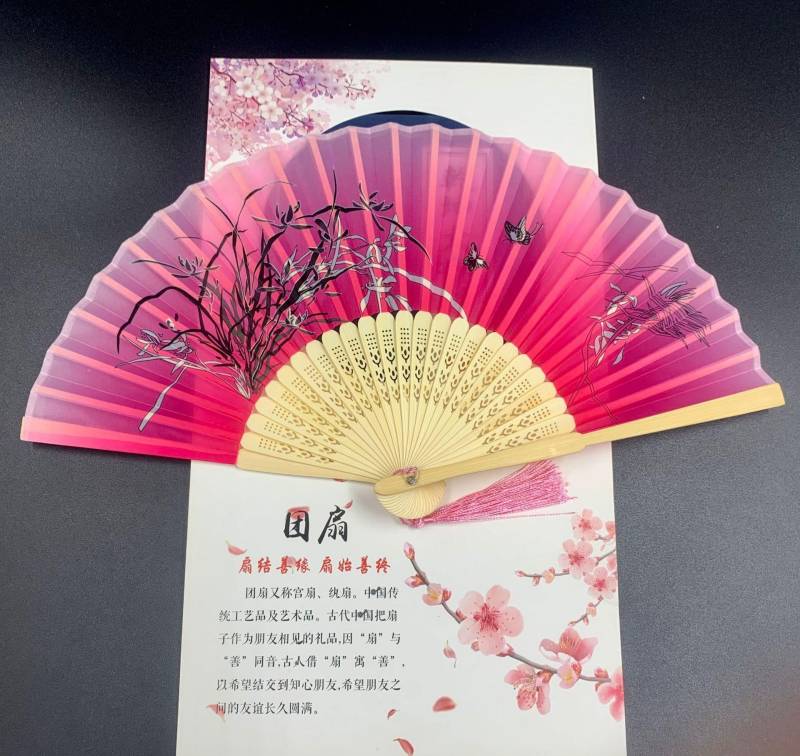 Lady's Folding Fan Ancient Style Small Folding Fan - Amazhona 